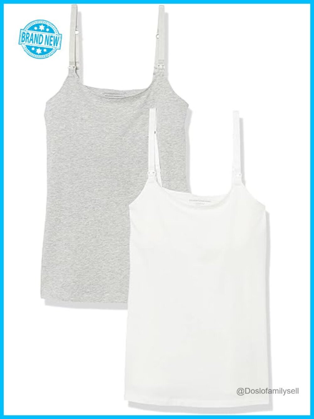 Maternity Nursing Camisole Pack of 2 with Adjustable Straps & Built-in Shelf Bra